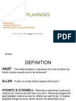 Planning: Characteristics Advantages & Disadvantages