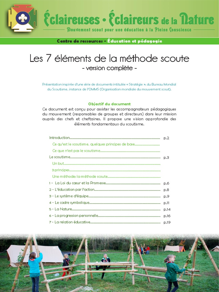 Les 7 éléments de la méthode scoute | PDF | Scoutisme | Pédagogie