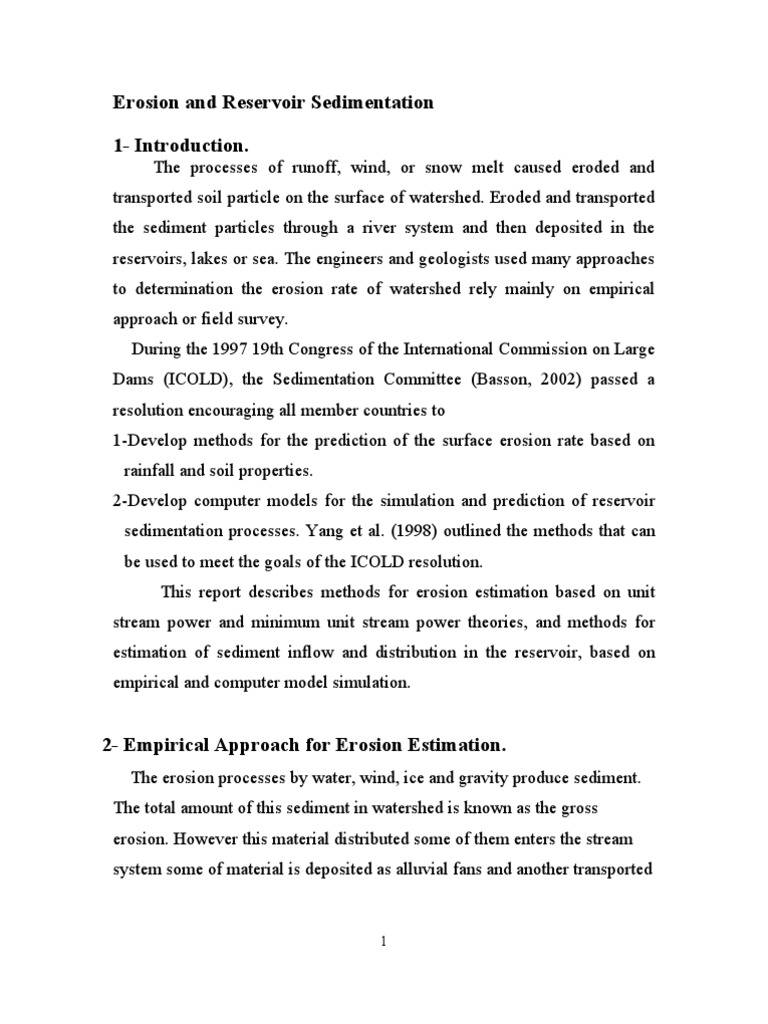 Erosion Estimation and Reservoir Sedimentation | PDF | Erosion | Sediment
