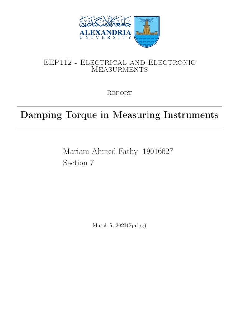Damping Torque in Measuring Instruments PDF