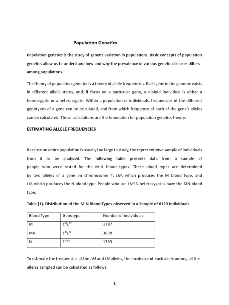 Population Genetics and Hardy-Weinberg | PDF | Allele | Zygosity