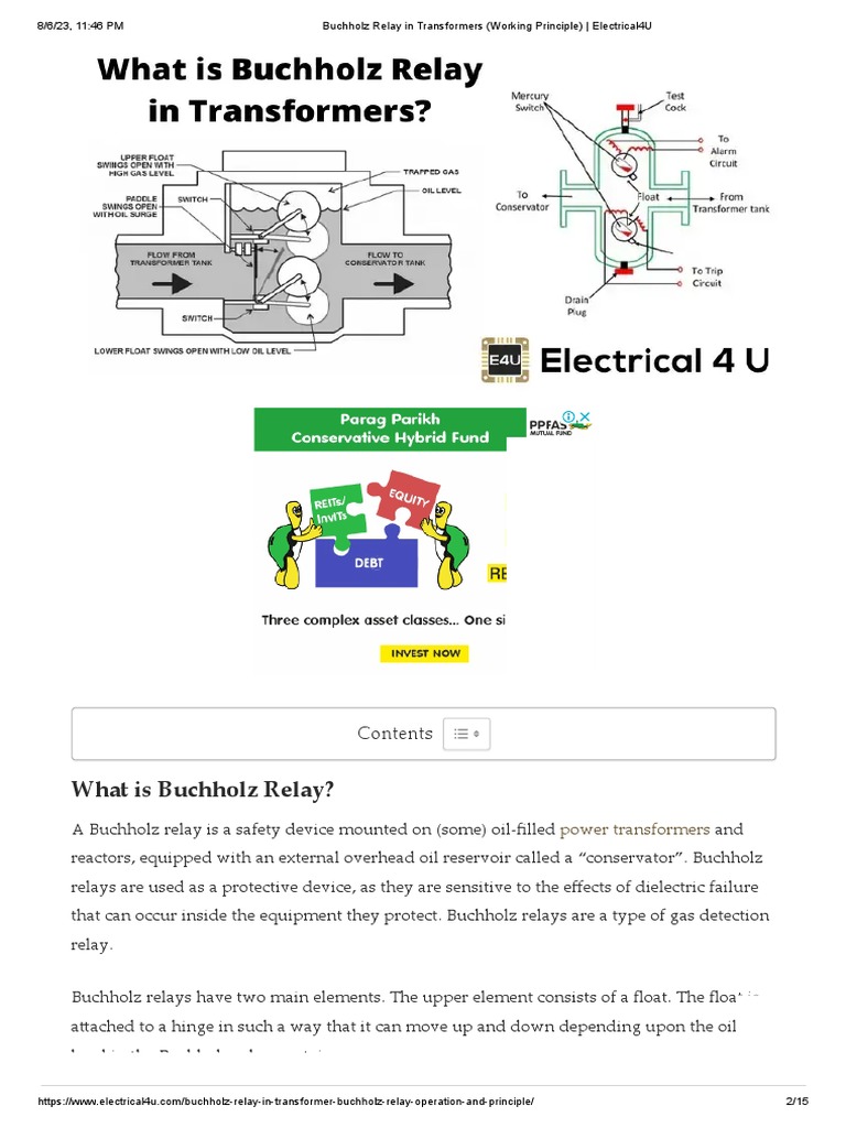 Buchholz Relay in Transformers Explained | PDF | Relay | Transformer