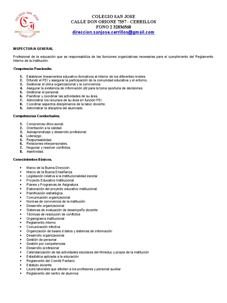 Funciones del Inspector General Escolar | PDF | Planificación | Maestros
