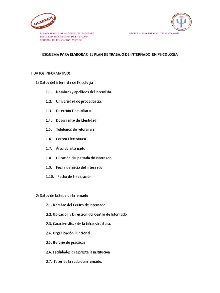 Esquema Plan de Trabajo | PDF