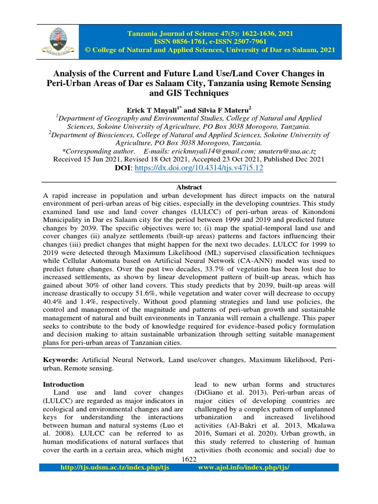 Analysis of The Current and Future Land UseLand Cover Changes in Peri ...