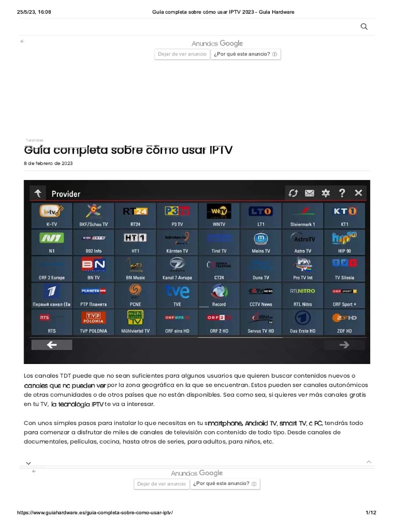 Guía Completa Sobre Cómo Usar IPTV 2023 Guía Hardware PDF