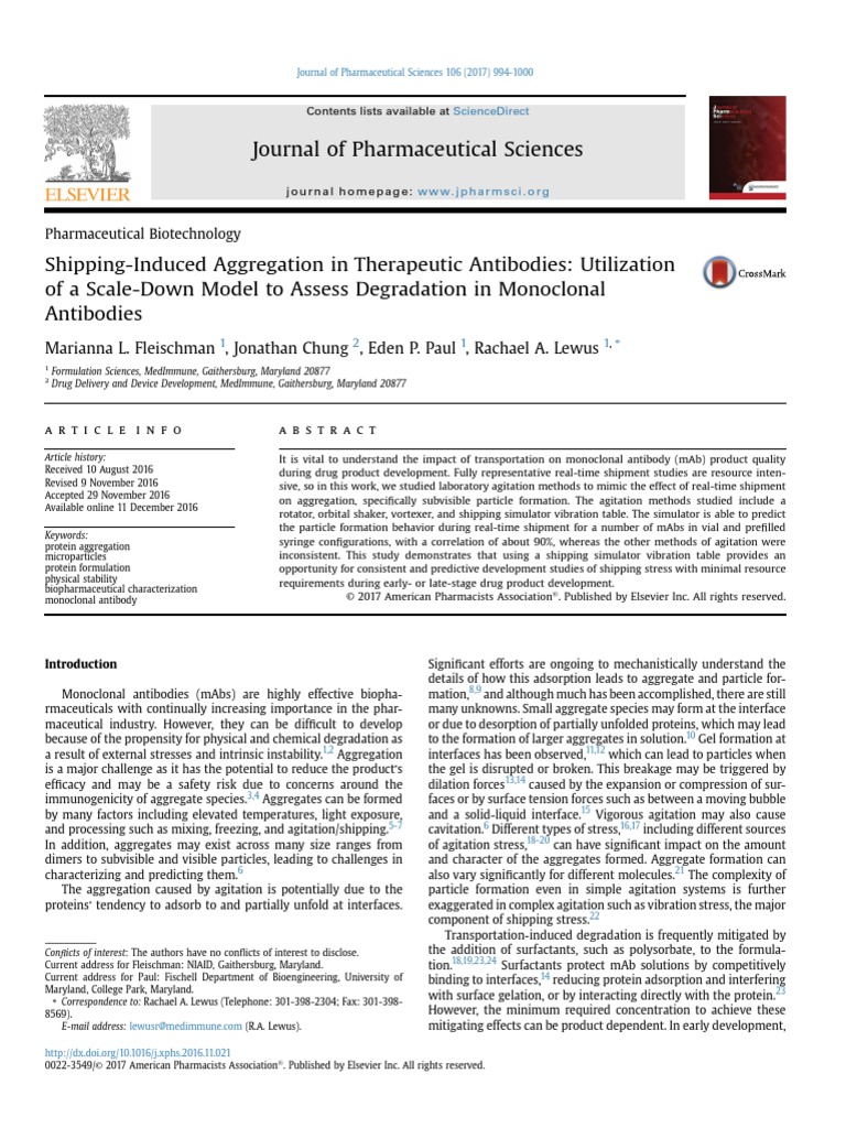 Shipping-Induced Aggregation in Therapeutic Antibodies | PDF ...