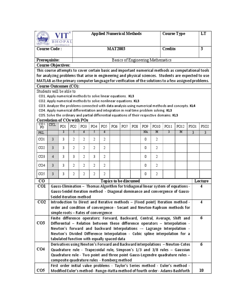 Applied Numerical Methods Course Overview | PDF | Numerical Analysis ...