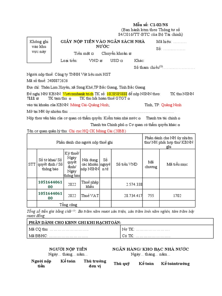 A.Mẫu C1 02.NS theo thông tư 84 | PDF