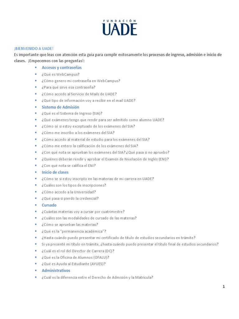 Guía de Ingreso a UADE: Proceso y Exámenes | PDF | Negocios | Informática