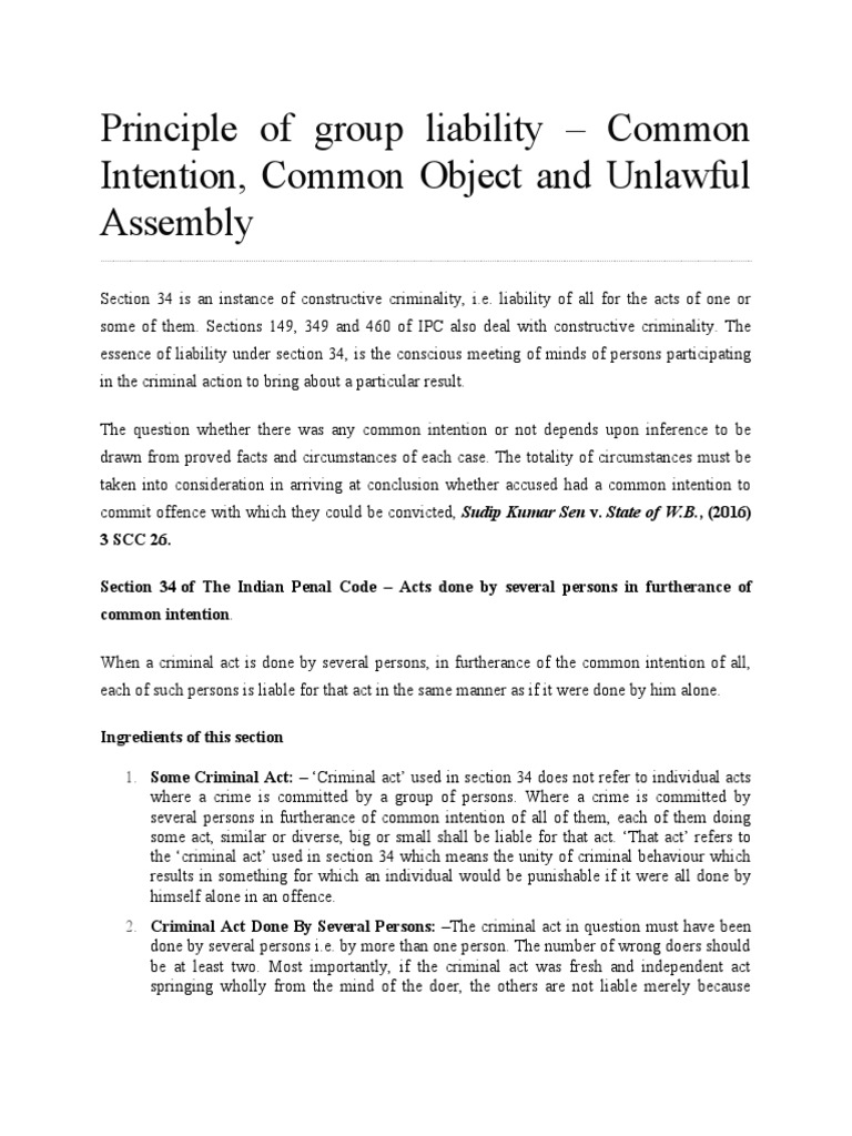 Group Liability: Common Intention Explained | PDF | Crimes | Crime ...