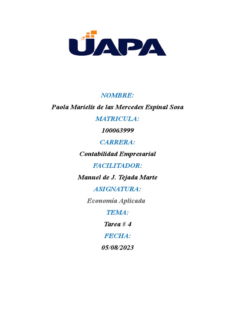 Tarea 4 Economia Aplicada PDF