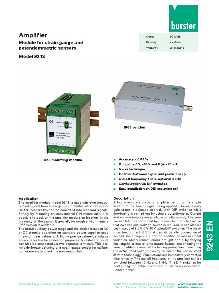 9243 Amplifier Module Specifications | PDF