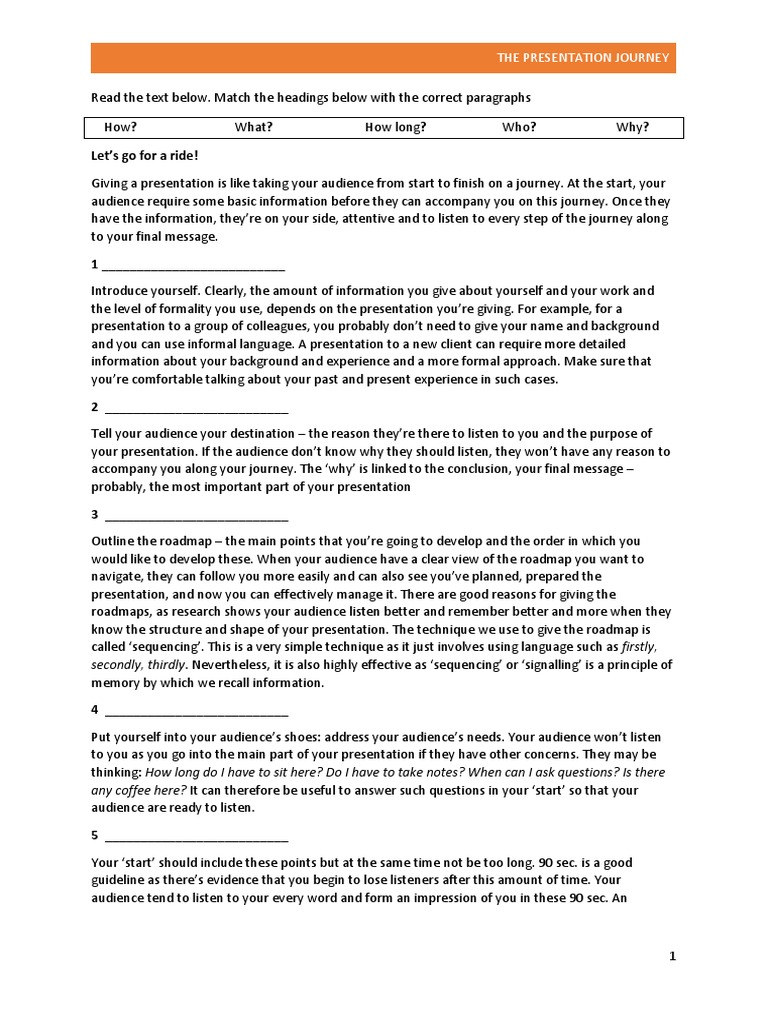 The Presentation Journey - Text + Exercise | PDF | Neuroscience | Human ...