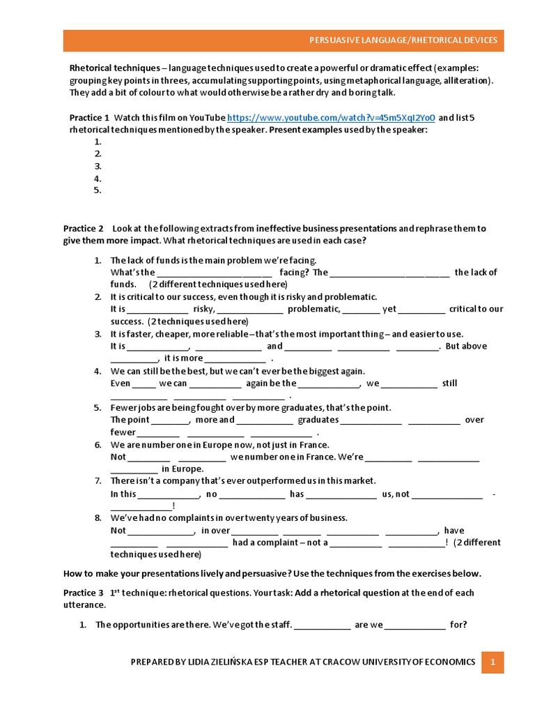 Persuasive LG Rhetorical Devices Exercises PDF