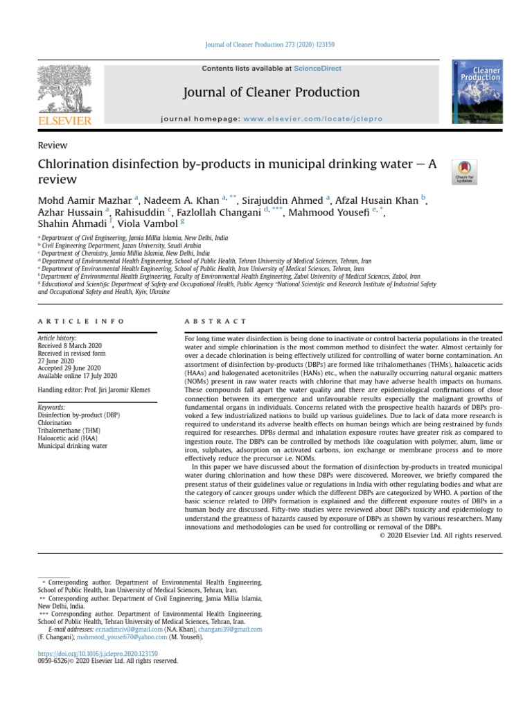 Chlorination Disinfection ByProducts in Municipal Drinking Water A