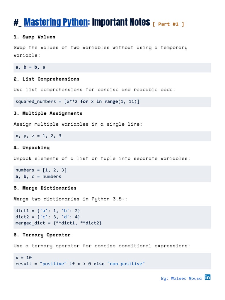 Python Important Notes PART 1 1691345353 | PDF