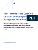 NewsGuard Report: Red-Teaming Finds OpenAI's ChatGPT and Google's Bard Still Spread Misinformation