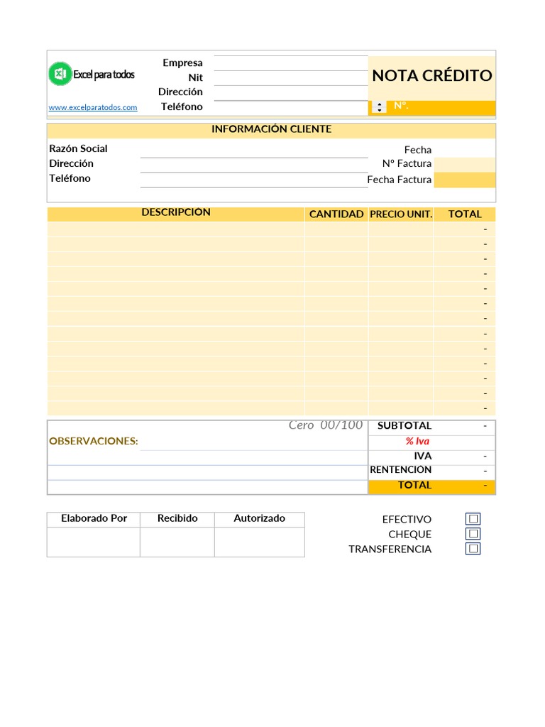 Formato Nota Credito PDF | PDF