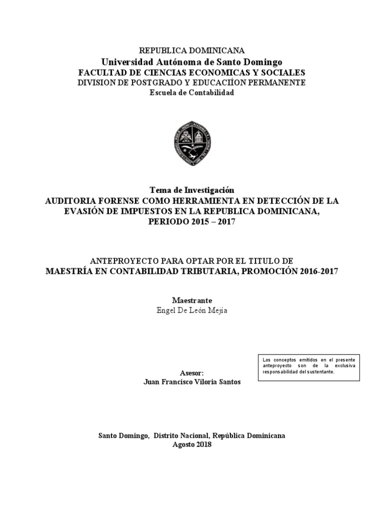 ANTEPROYECTO Engel de León Mejía | PDF | Auditoría | Business