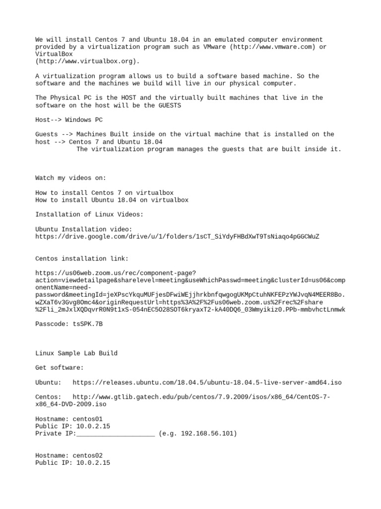 Install Centos 7 and Ubuntu 18.04 PDF