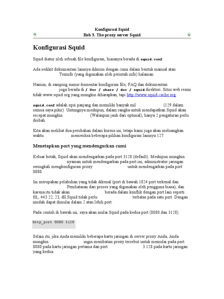 Konfigurasi Port Squid Proxy Server | PDF