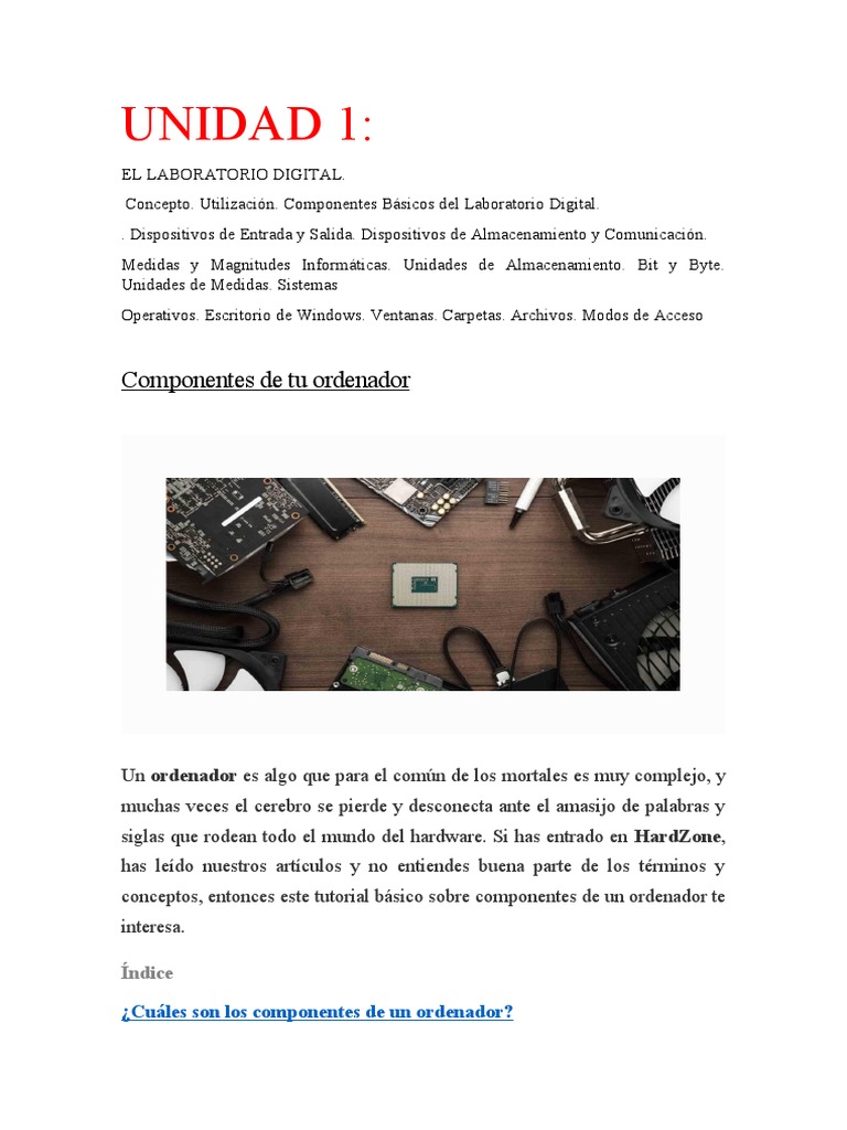 Componentes Esenciales de un Ordenador | PDF | Hardware de la ...