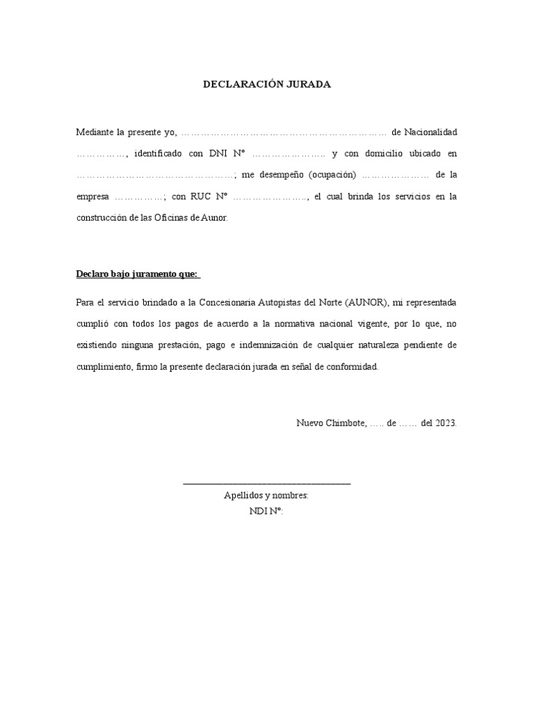 Declaración Jurada de Personal | PDF | Finanzas y dinero | Derecho