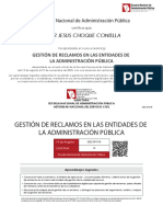 Certificado Gestion de Reclamos en Las Entidades de La Administracion Publica