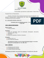 Conteúdos Das Avaliações Parciais - 3º Ano II TRIMESTRE