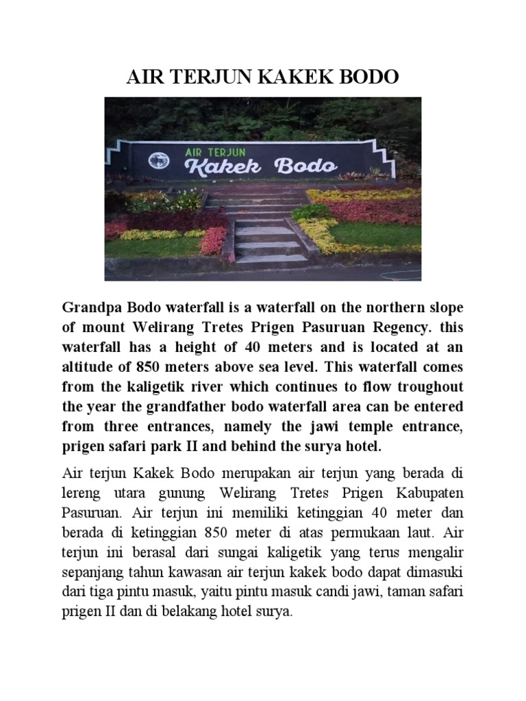 Air Terjun Kakek Bodo | PDF