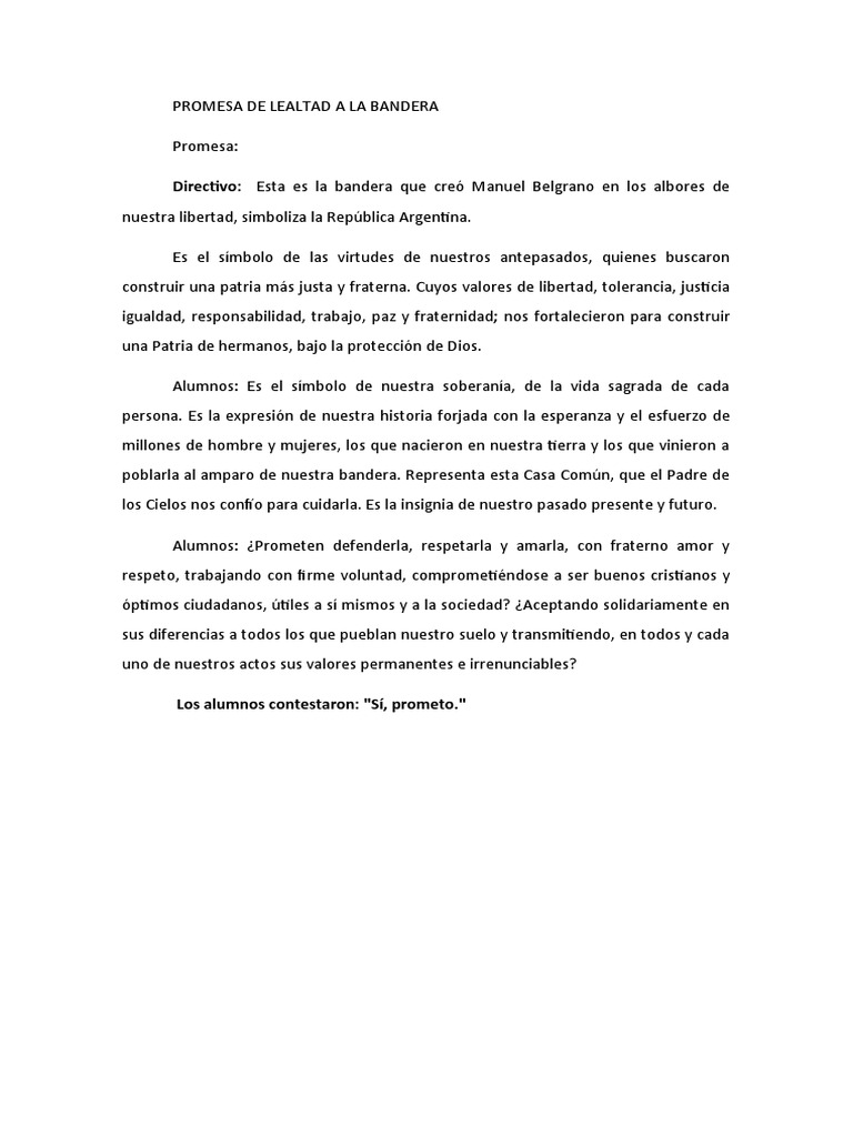 Promesa de Lealtad A La Bandera | PDF