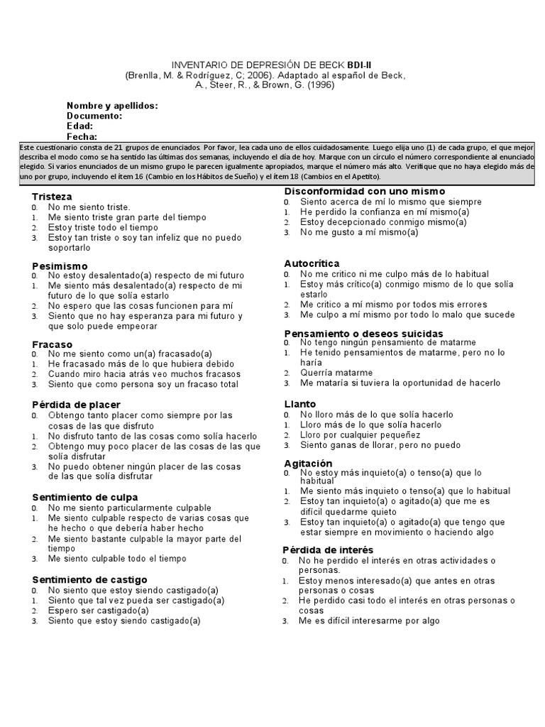 Bdi-Ii Adolescente | PDF