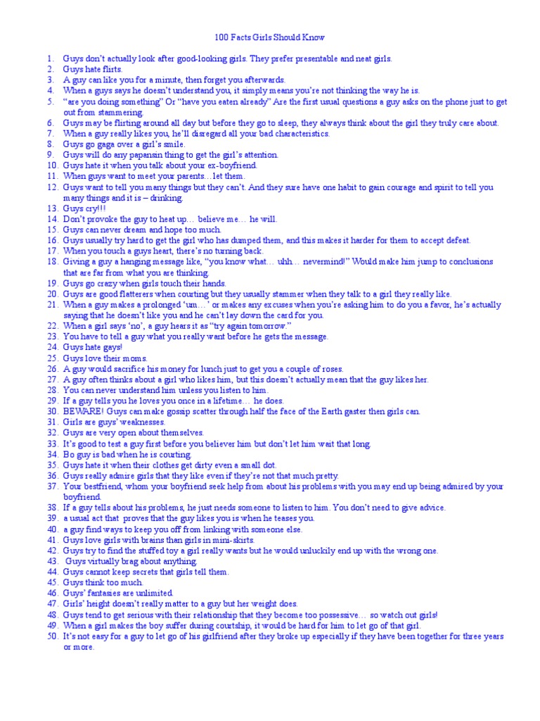 100 Facts Girls Should Know