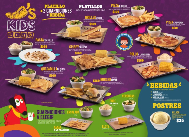Chilis Menu Infantil 2023 PDF Cocina europea Alimentos