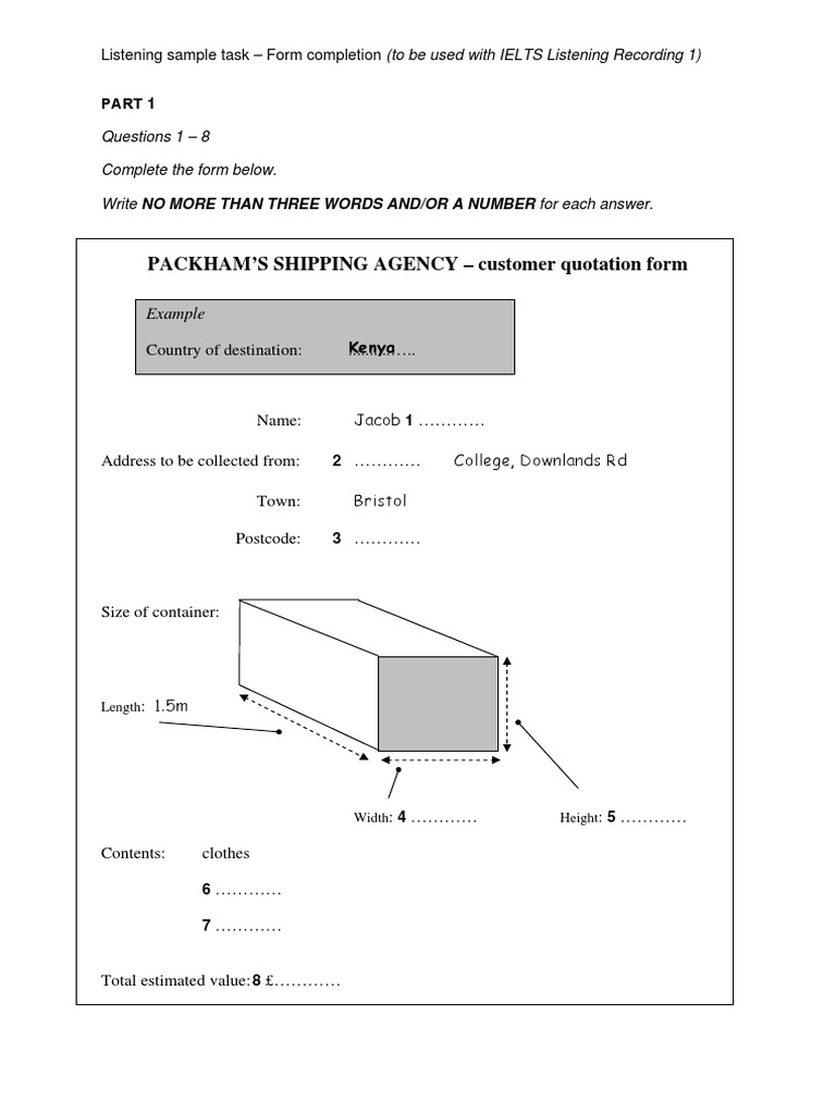 Form-Completion Task 1 | PDF