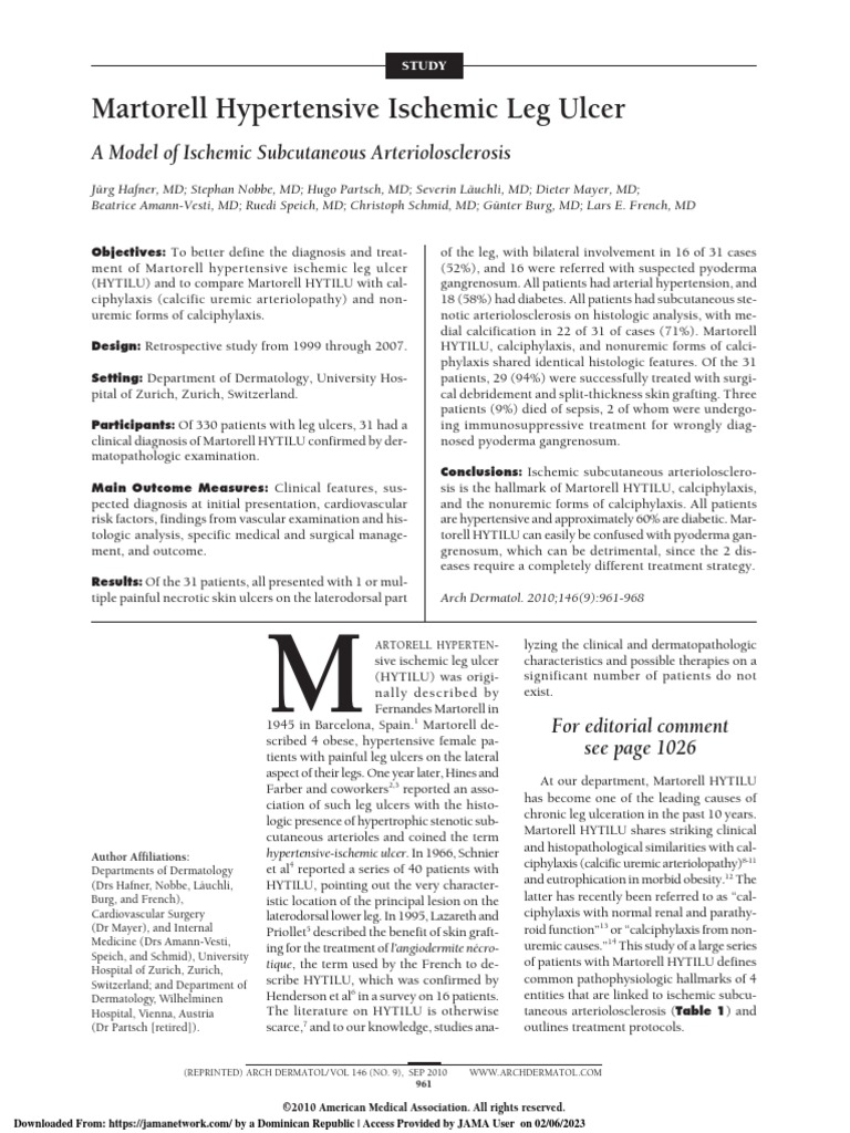 Martorell Hypertensive Ischemic Leg Ulcer | PDF