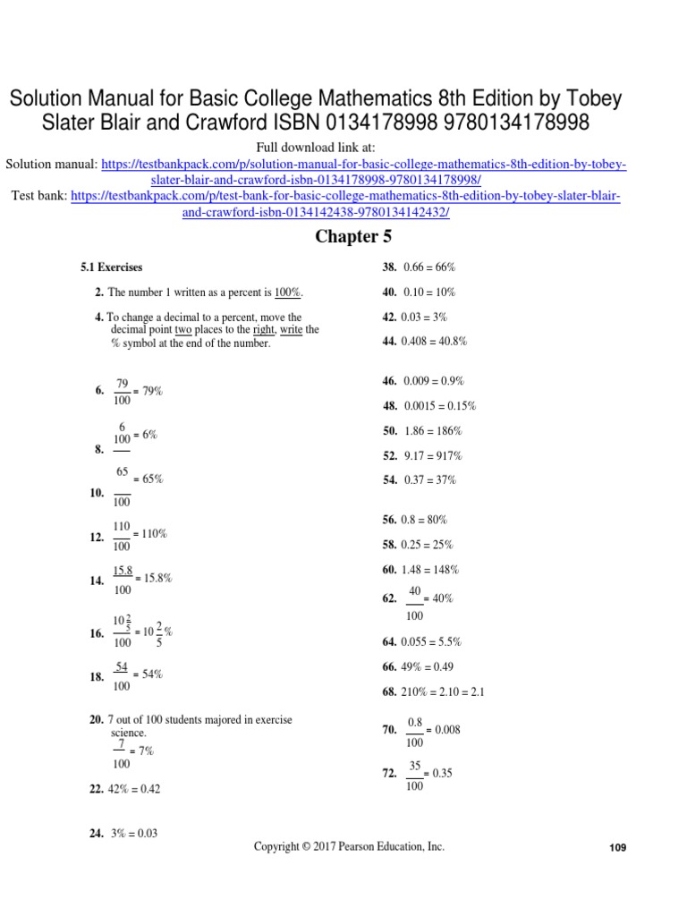 Basic college mathematics 8th edition tobey solutions manual 1 pdf