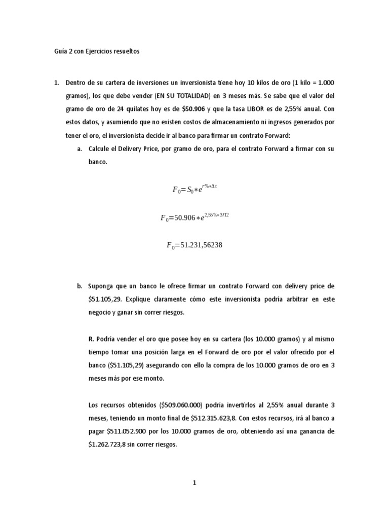 Finanzas III - Ejercicios Resueltos Forward | PDF