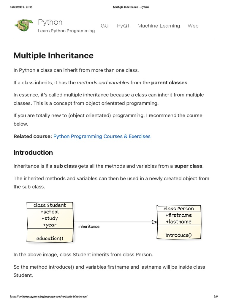 Multiple Inheritance - Python | PDF
