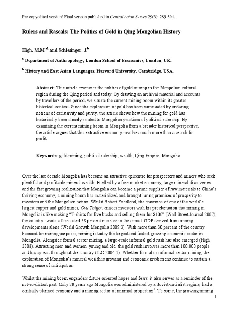 High and Schlesinger - 2010 - Rulers and Rascals The Politics of Gold ...