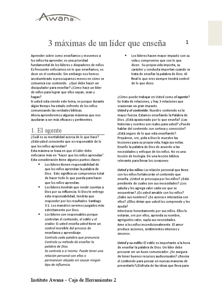 3 Máximas de Un Lider Que Enseña | PDF | Amor | Verdad