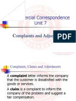 CC Unit 7, Complaints and Adjustments