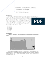 Lista de Exercícios Lançamento Vertical e Horizontal