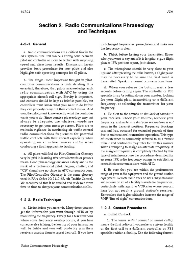 Radio Communications Phraseology PDF Air Traffic Control Aeronautics