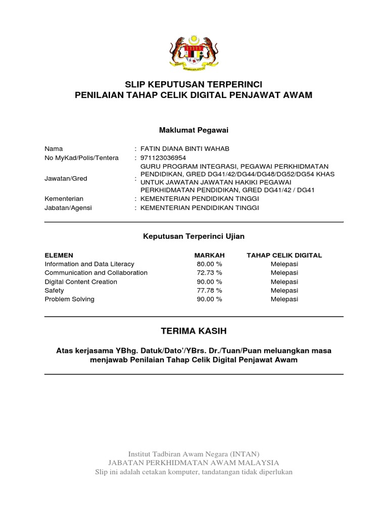 Slip Keputusan PDF