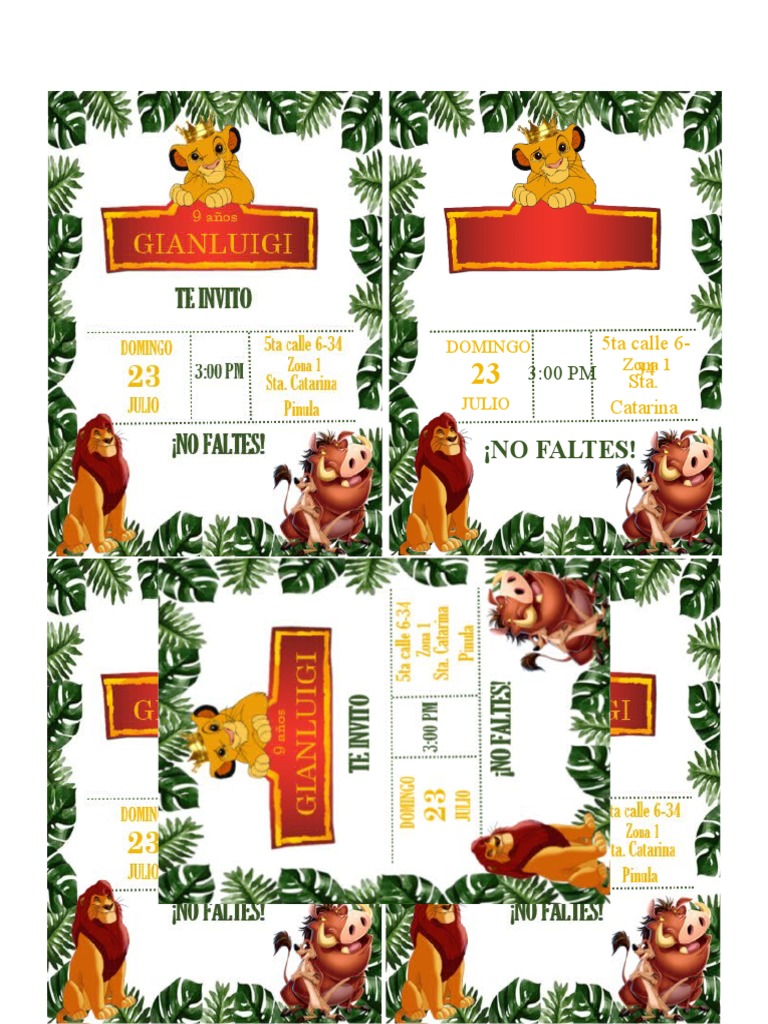 Invitacion Rey León | PDF