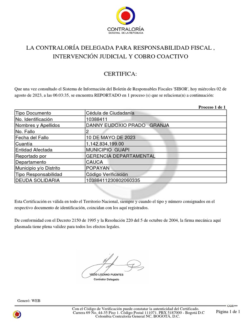 La Contraloría Delegada para Responsabilidad Fiscal, Intervención ...