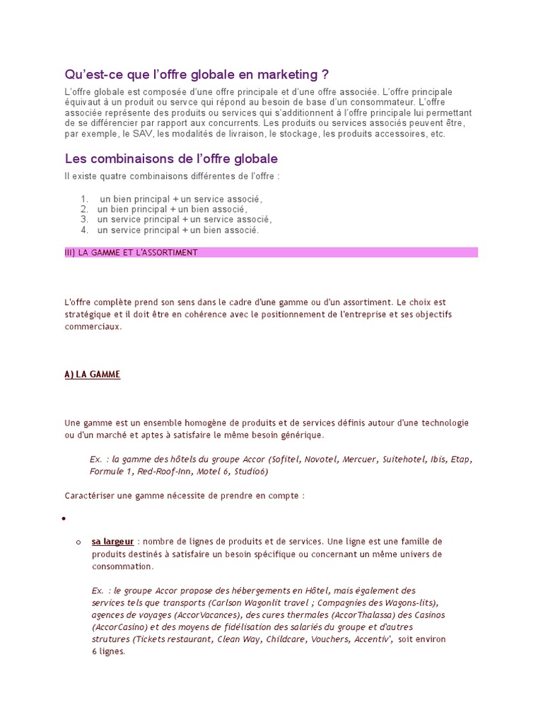 Comprendre l'offre globale en marketing | PDF | Commercialisation | Marque
