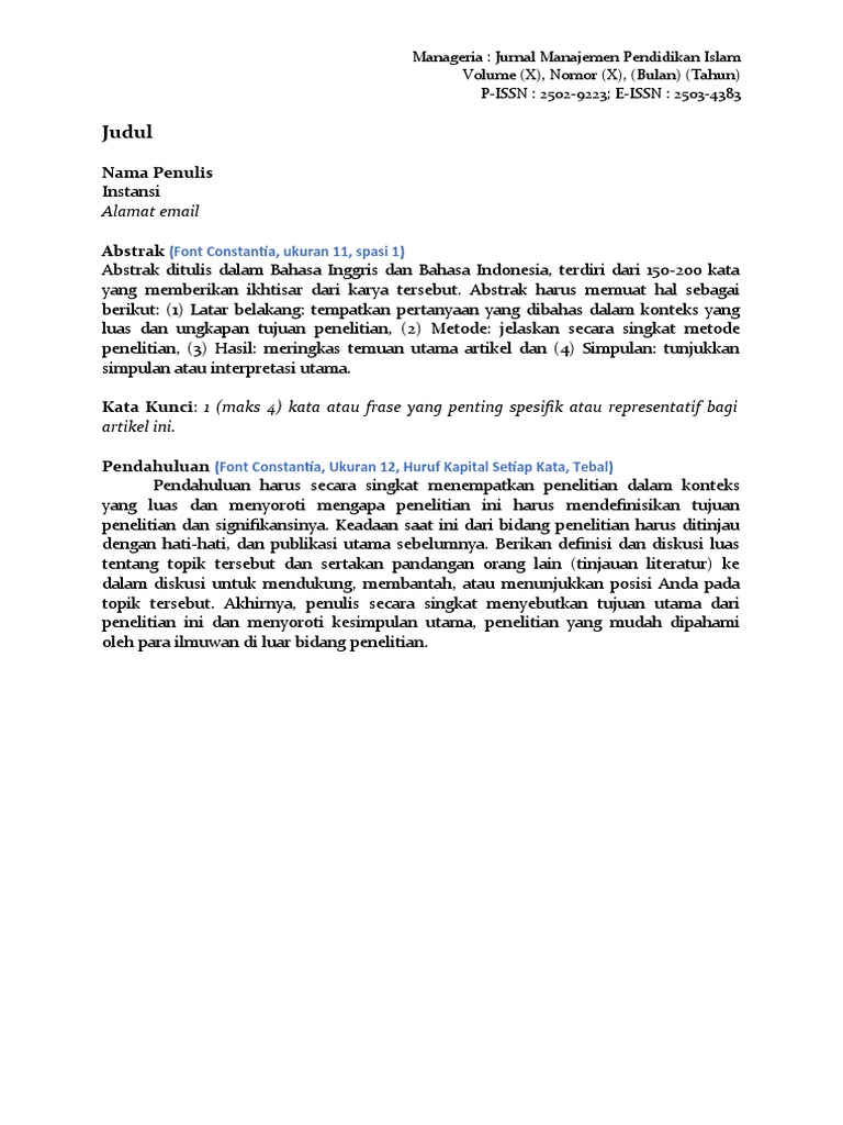 Panduan Penulisan Jurnal Manajemen Pendidikan | PDF
